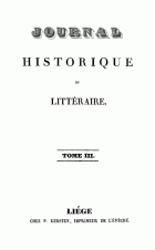 Journal historique et littéraire. Nouvelle série. Tome 3,  [tijdschrift] Journal historique et littéraire
