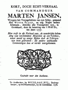 Kort, doch echt-verhaal van commandeur Marten Jansen (Uitgever Nicolaas Byl, Amsterdam), Marten Jansen