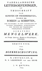 Vaderlandsche letteroefeningen. Jaargang 1835,  [tijdschrift] Vaderlandsche Letteroefeningen