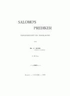 Salomo's Prediker. Deel 1-2, J. Kok
