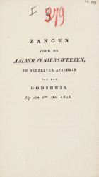 Zangen voor de aalmoezeniersweezen, bij derzelver afscheid van dat godshuis. Op den 4den Mei 1823, Johannes Leonardus Nierstrasz jr.