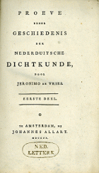 Proeve eener geschiedenis der Nederduitsche dichtkunde, Jeronimo de Vries