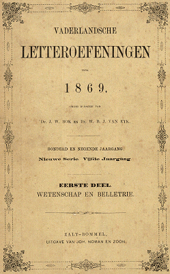 Vaderlandsche letteroefeningen. Jaargang 1869