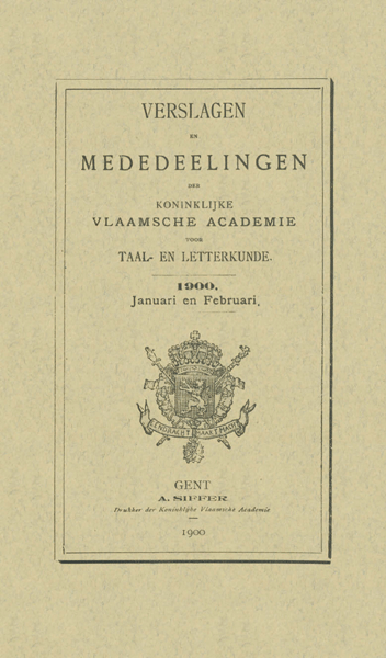 Verslagen en mededelingen van de Koninklijke Vlaamse Academie voor Taal- en Letterkunde 1900