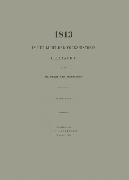 1813 in het licht der volkshistorie herdacht